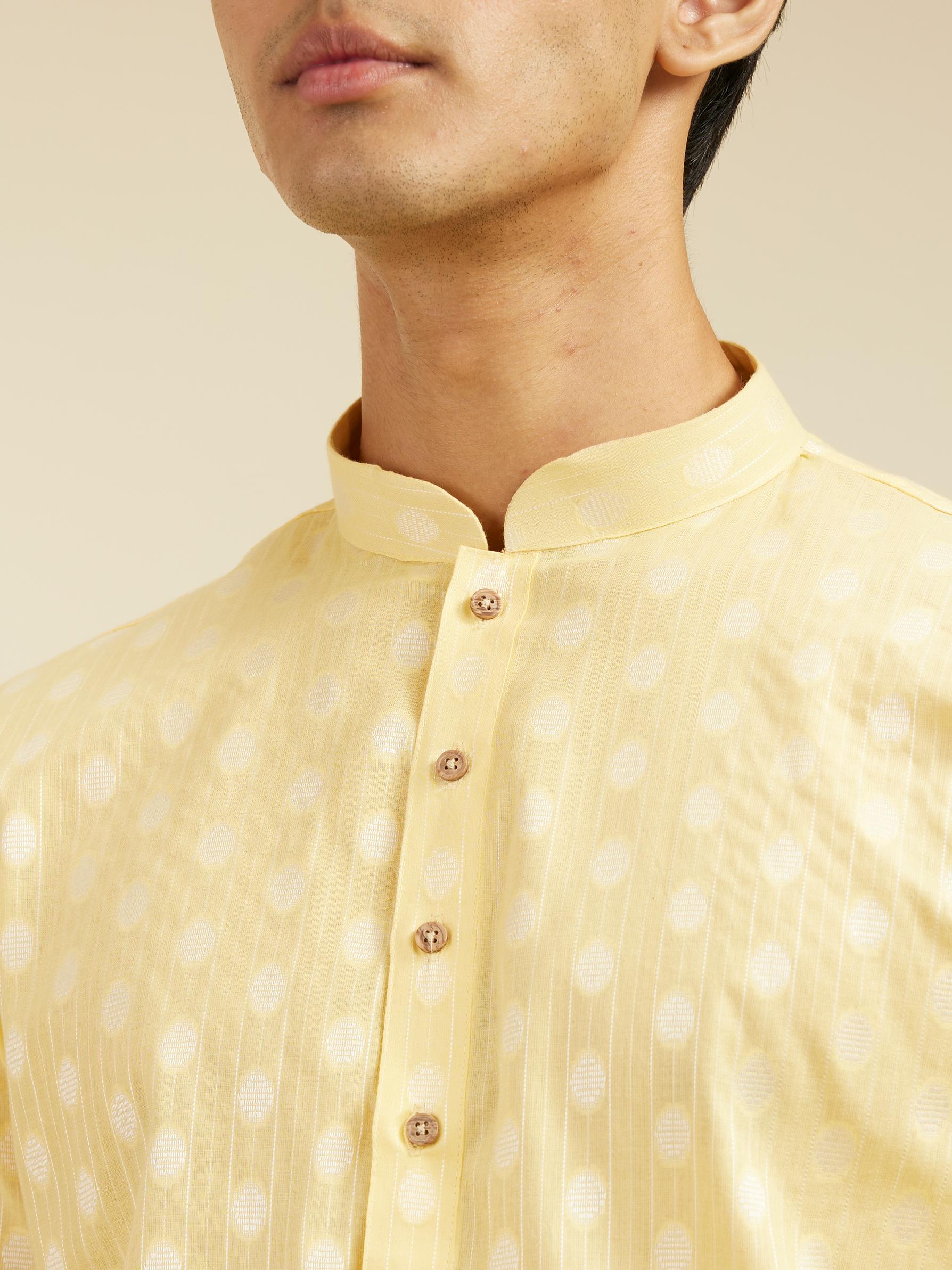 Diwas Men Sunlit Yellow Cotton Kurta
