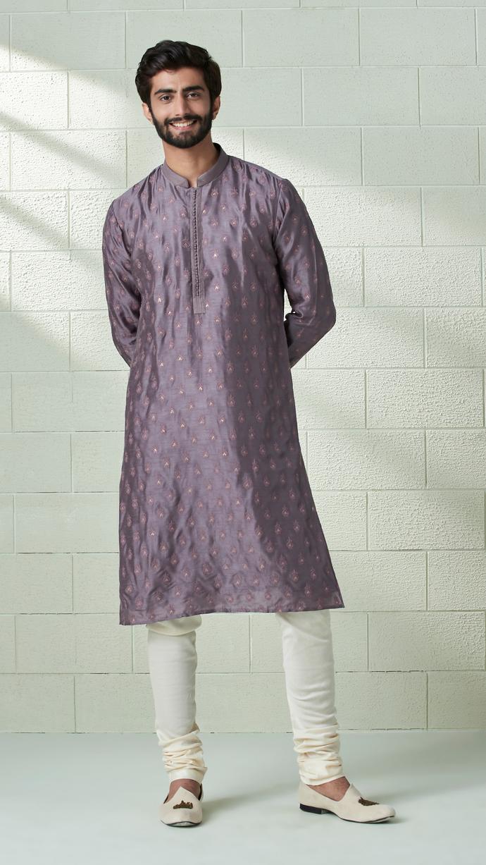 Twamev Men Rhapsody Purple Patterned Kurta Set