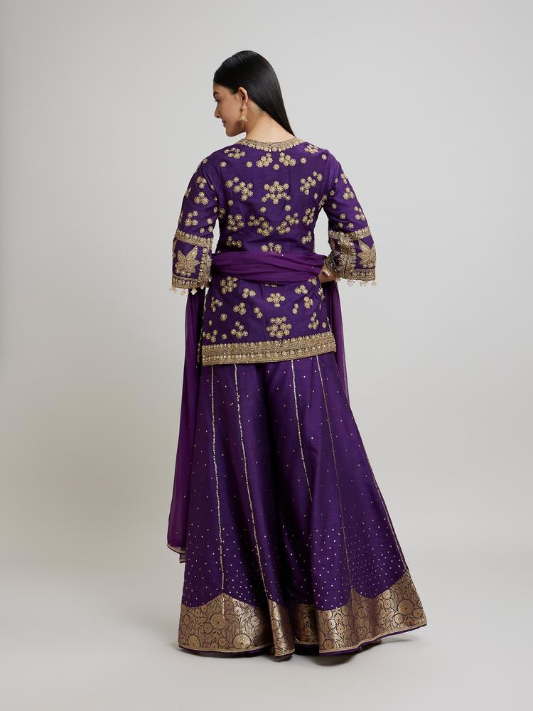 Twamev Women Lavish Purple Drawl Suit Ensemble Stitched Suit