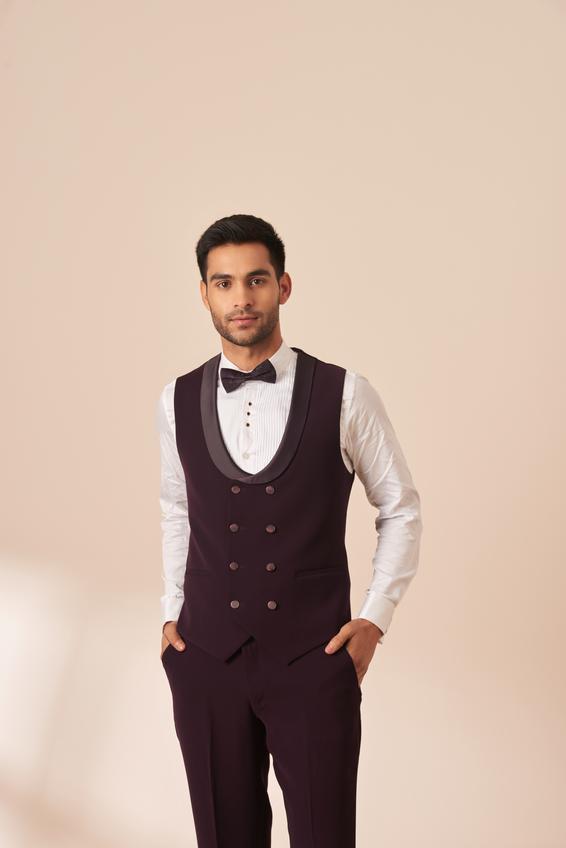 Twamev Men Wine Enchantment Suit Set