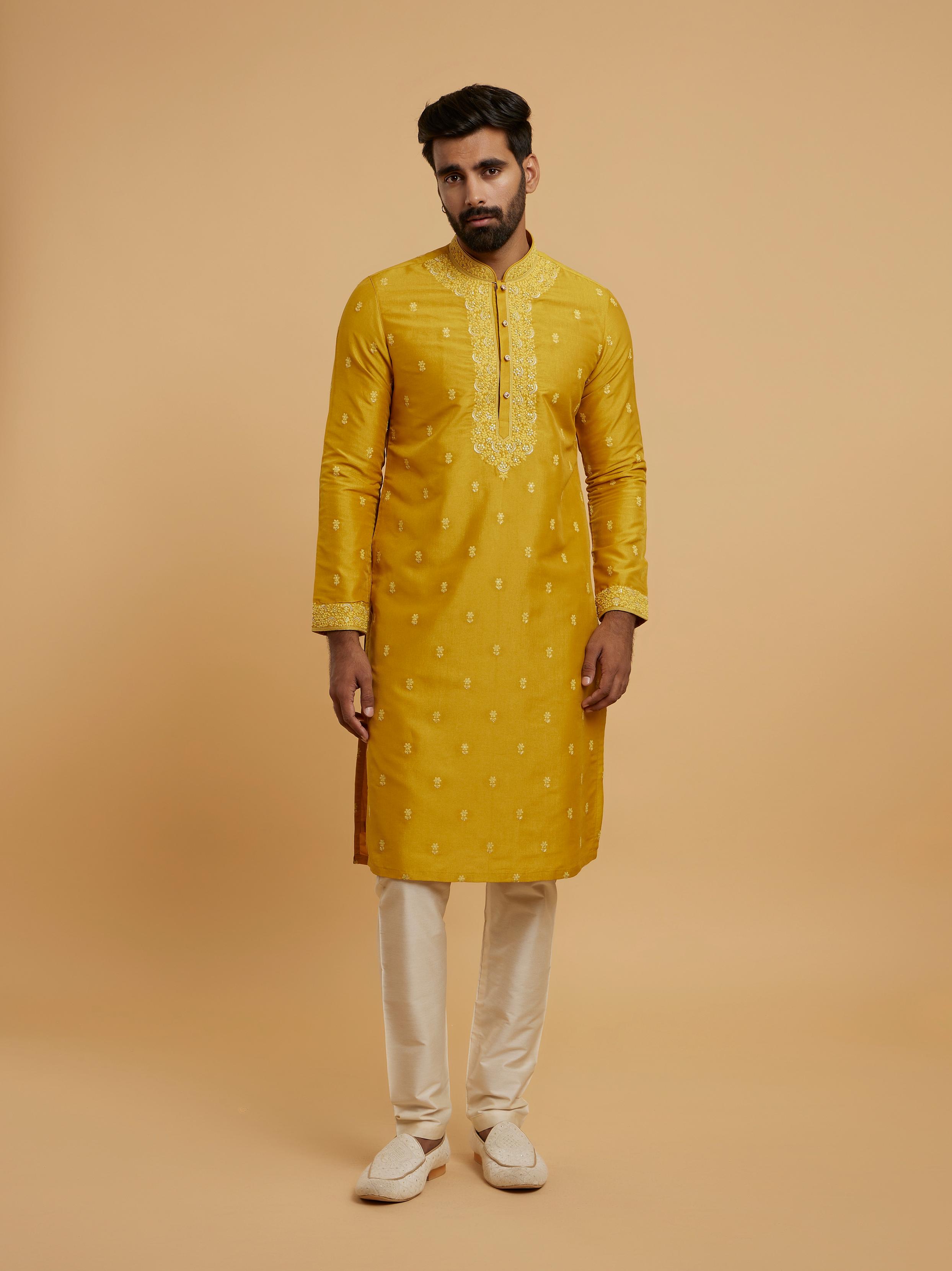Twamev Men Majestic Mustard Kurta Pajama