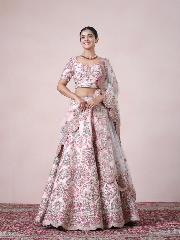 Twamev Women Pink Petal Perfection Lehenga