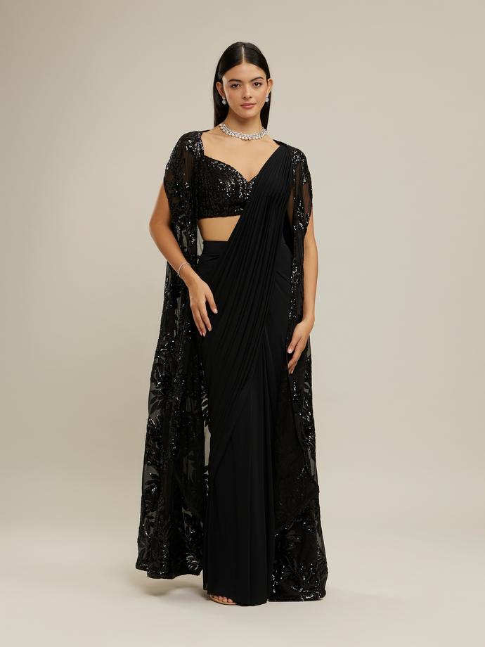 Twamev Women Black Elegance Saree
