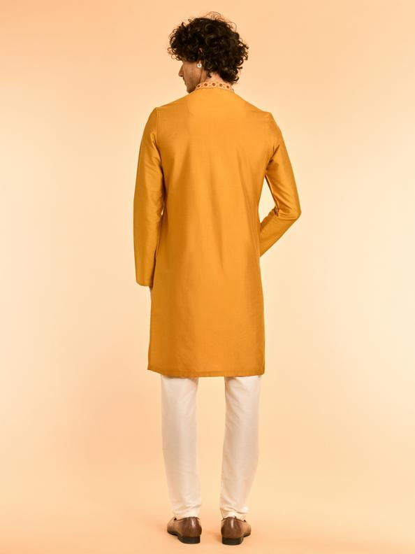 Diwas Men Vibrant Mustard Kurta