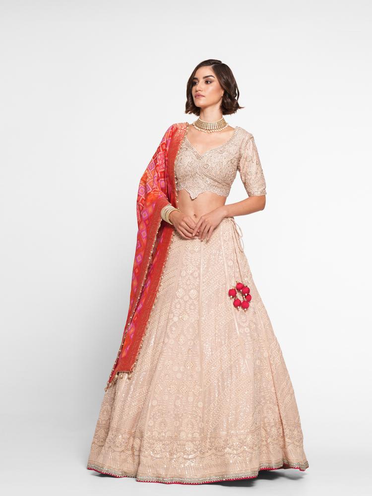 Twamev Women Light Pink Georgette Skirt Top