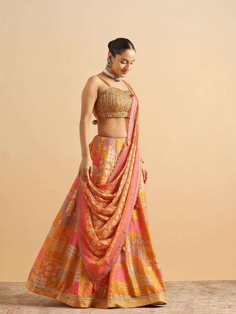 Twamev Women Mustard Golden Glow Skirt Top Set