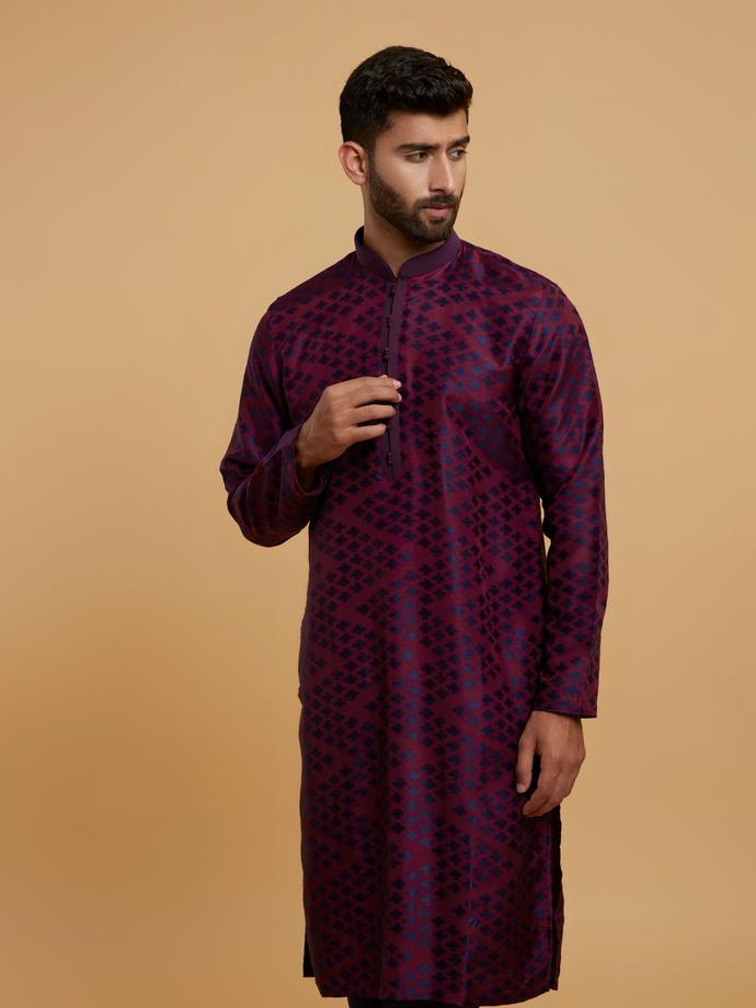 Twamev Men Maroon Delight Kurta Pajama