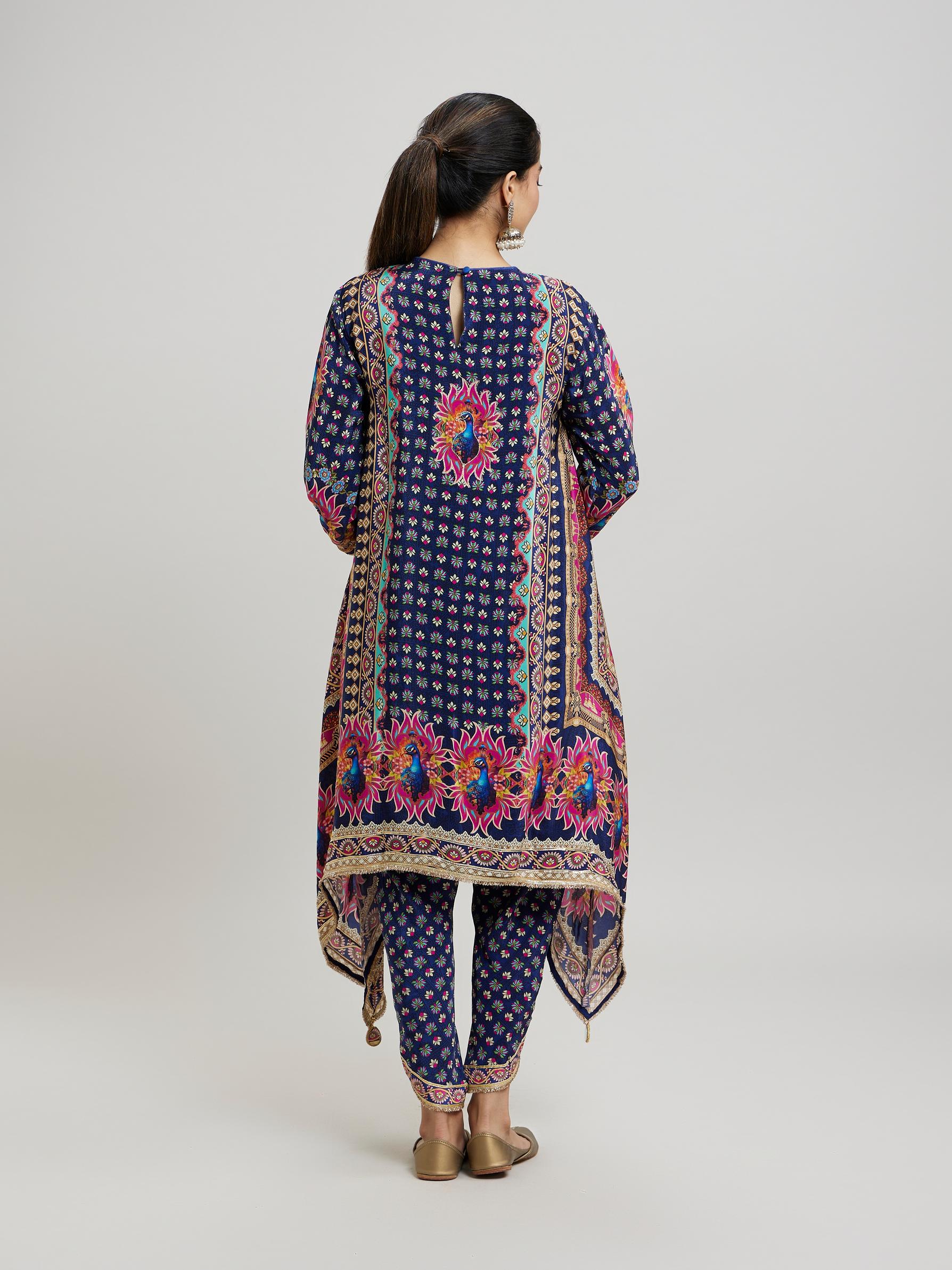 Twamev Women Indigo Blue Elegance Stitched Suit
