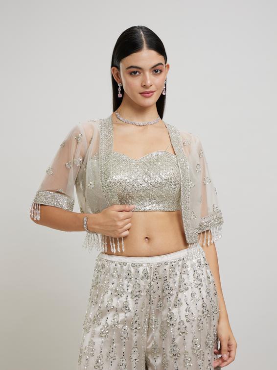 Twamev Women Fawn Flair Net-Embellished Indo Western