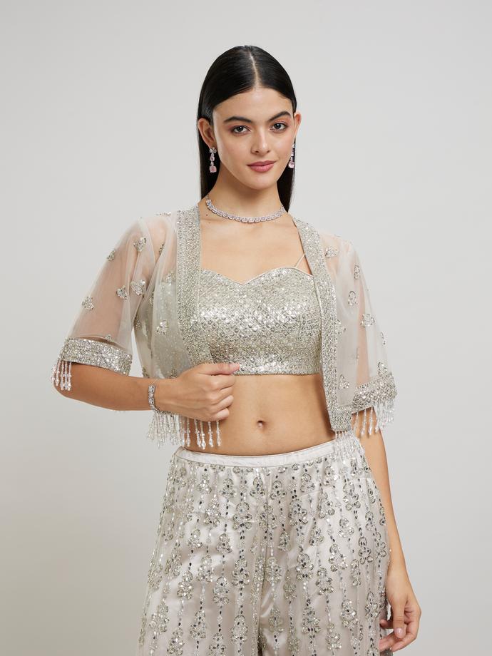 Twamev Women Fawn Flair Net-Embellished Indo Western