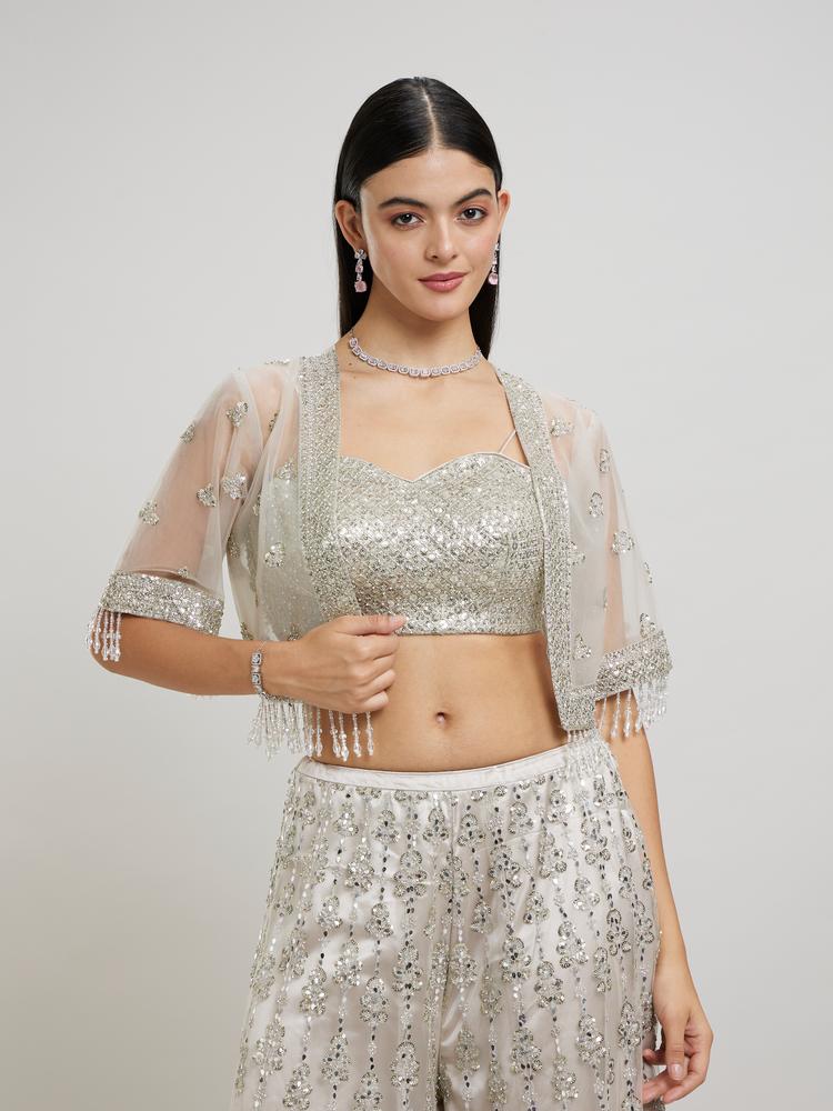 Twamev Women Fawn Flair Net-Embellished Indo Western