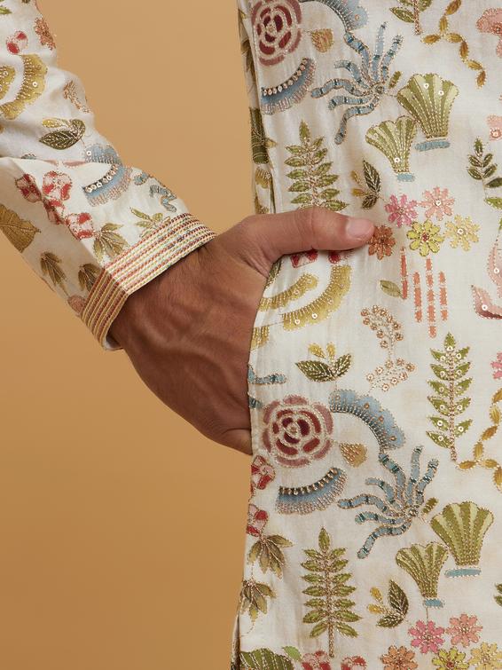 Twamev Men Twamev Cream Kurta Pajama