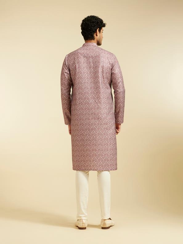 Diwas Men Dusty Pink Diamond Printed Kurta