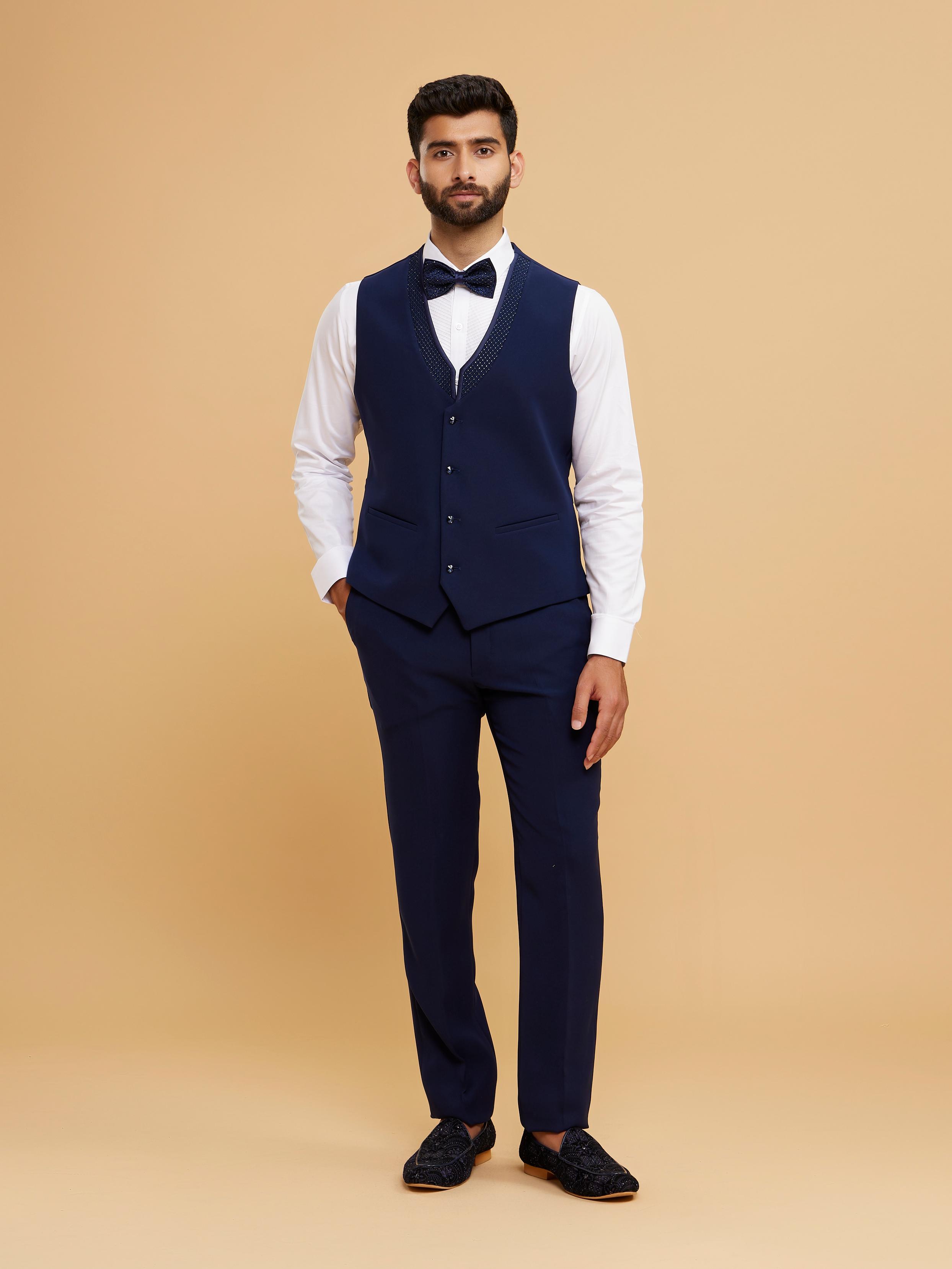Twamev Men Royal Blue Charm Suit Set