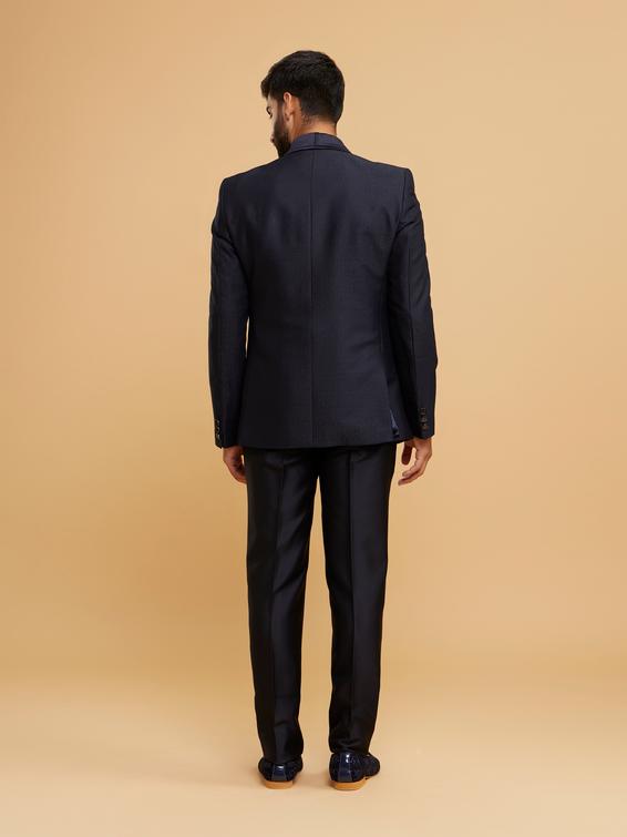 Twamev Men Dark Blue Suit Set
