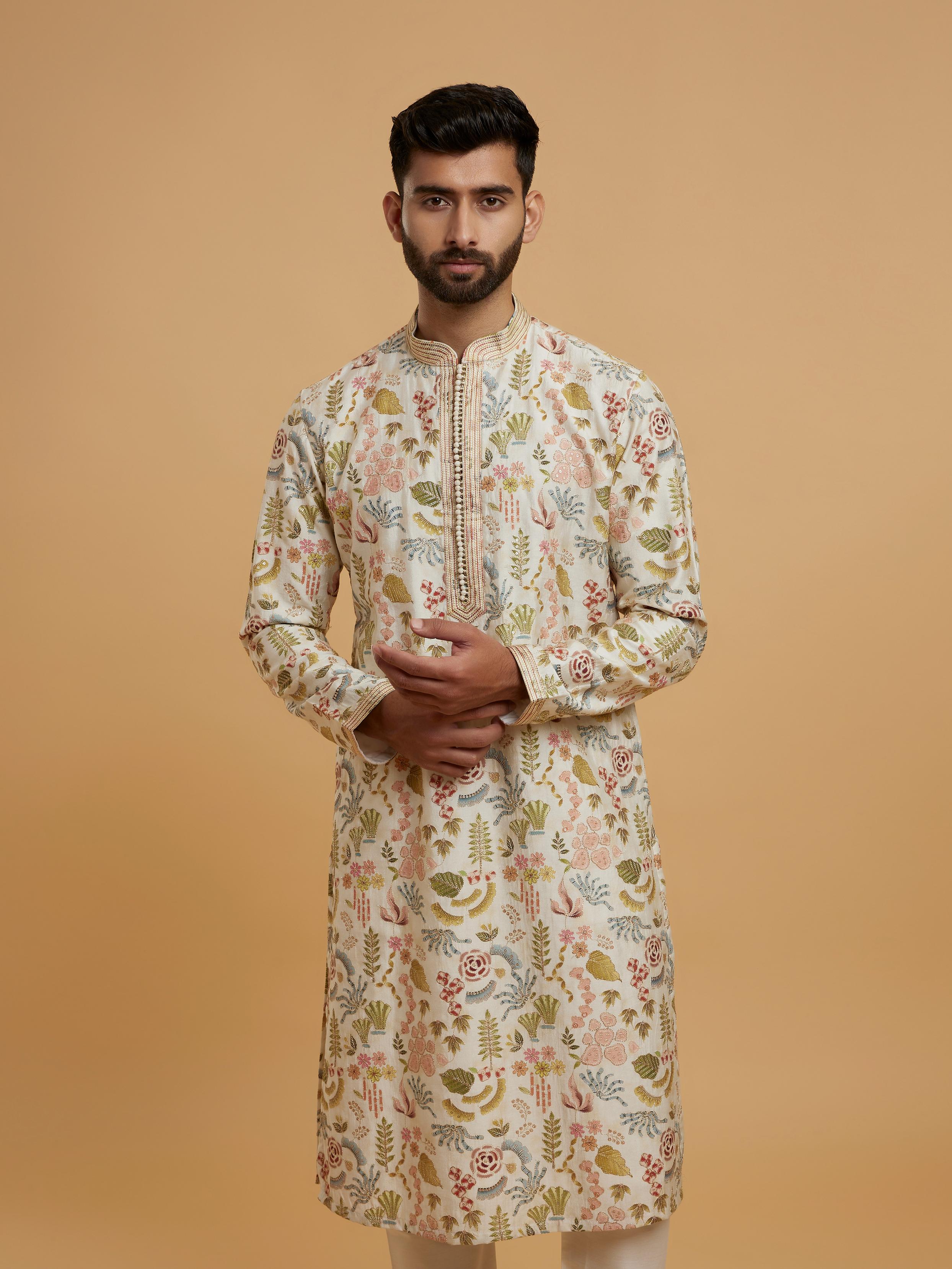 Twamev Men Twamev Cream Kurta Pajama