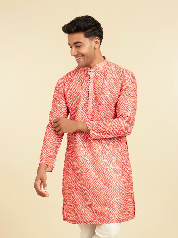 Diwas Men Coral Pink Kurta