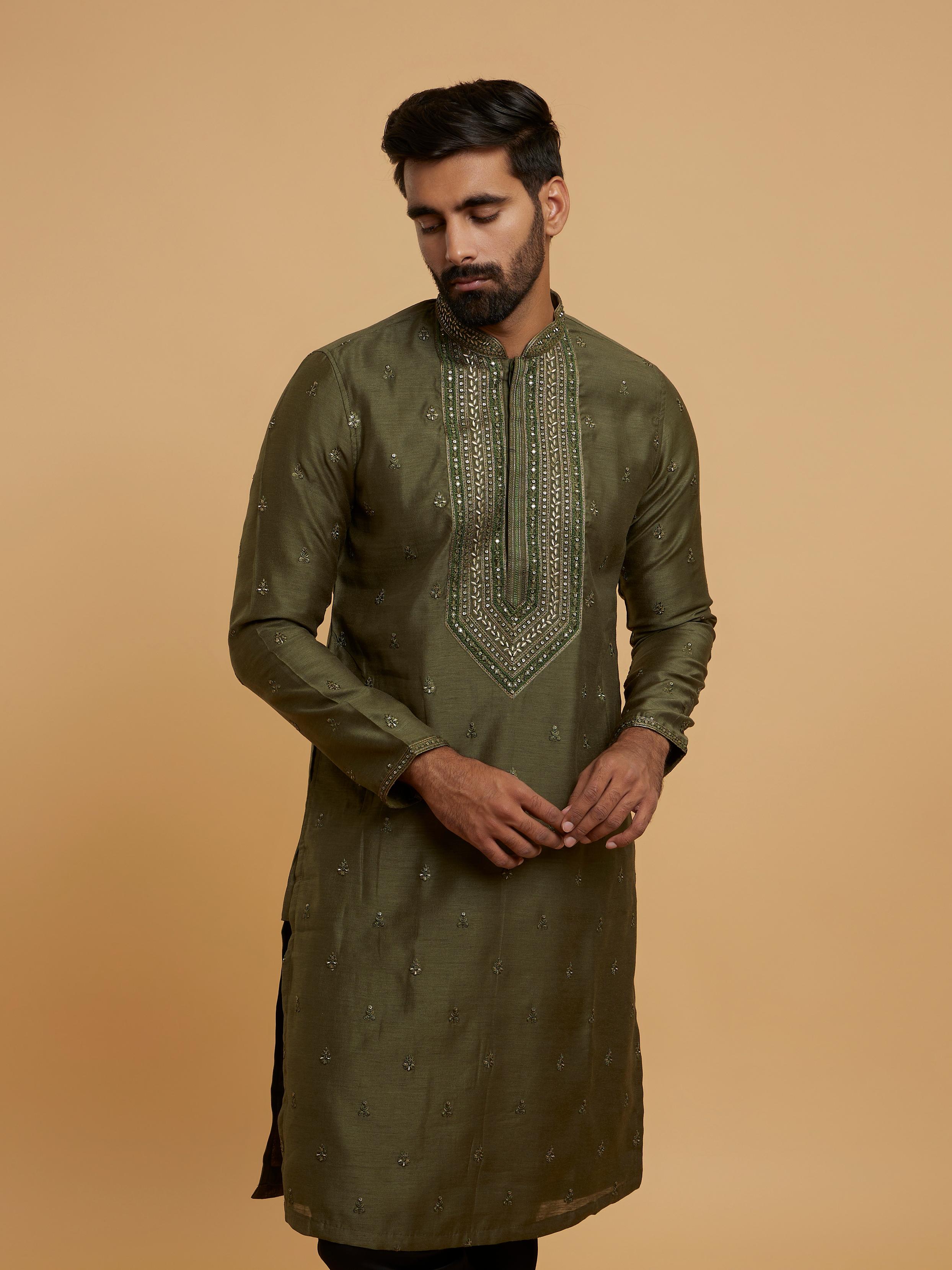 Twamev Men Emerald Elegance Kurta Pajama