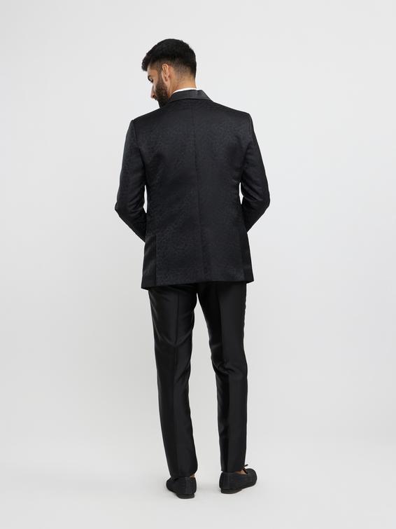 Twamev Men Black Brocade Elegance Suit Set