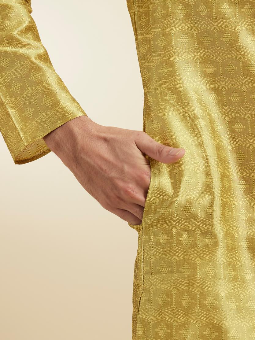 Diwas Men Mehndi Green Art Silk Kurta Pajama