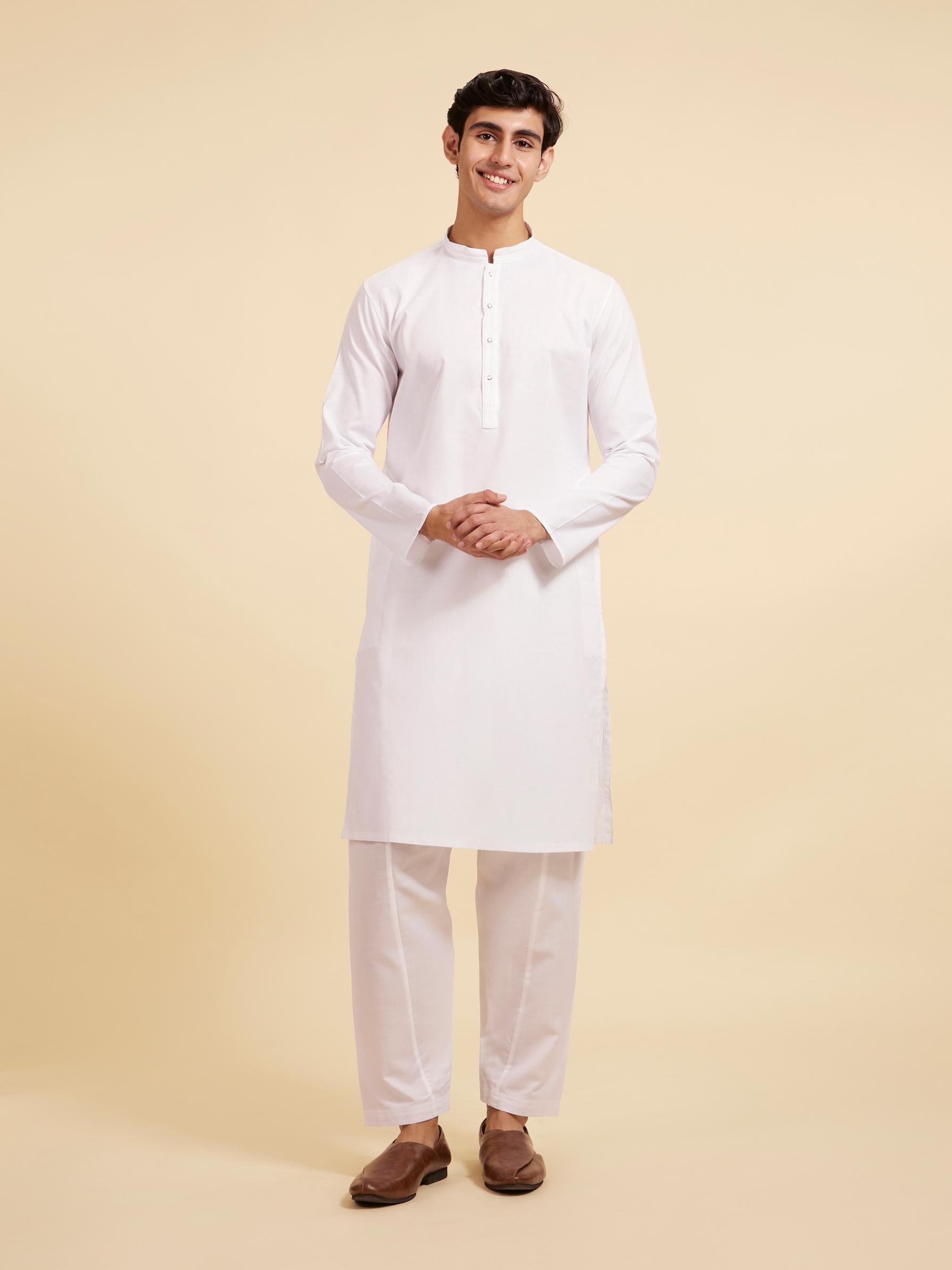 Diwas Men Ice White Plain Classic Kurta