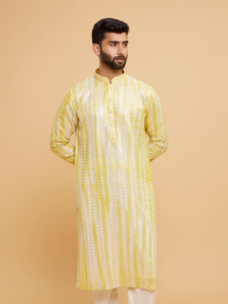 Twamev Men Sunshine Georgette Kurta Pajama