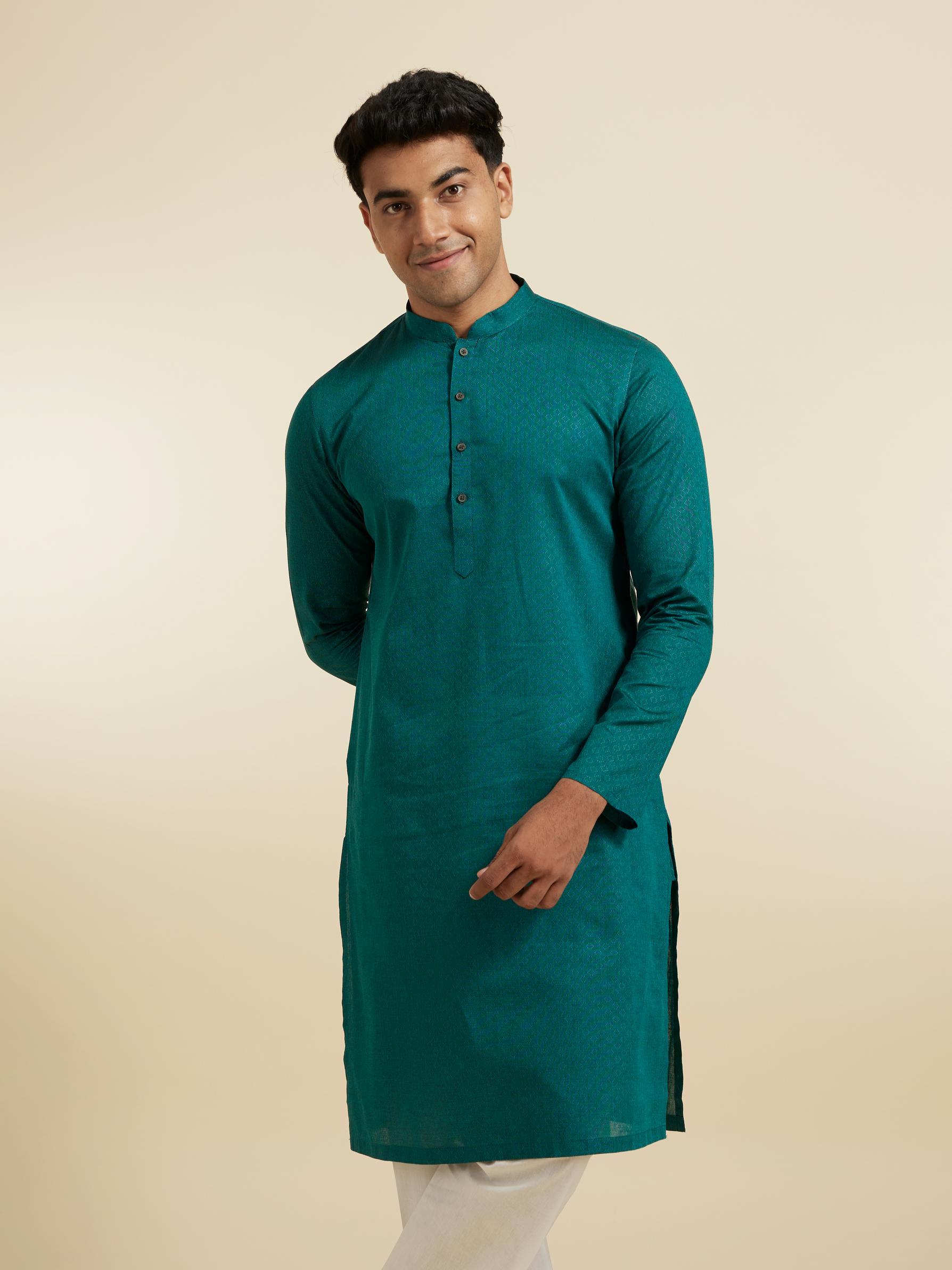 Diwas Men Teal Green Grace Kurta Pajama