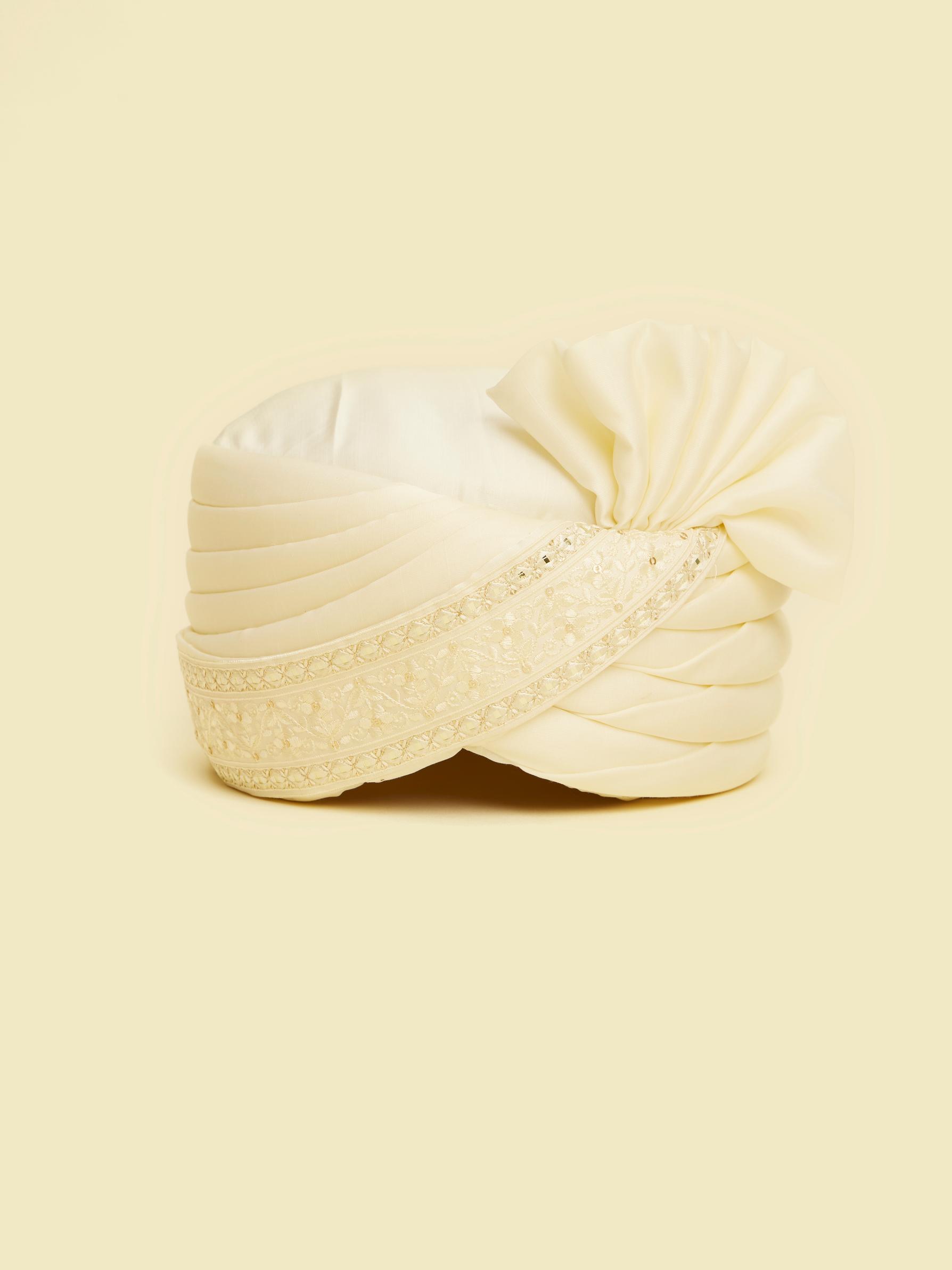 Twamev Men Warm White Satin Safa