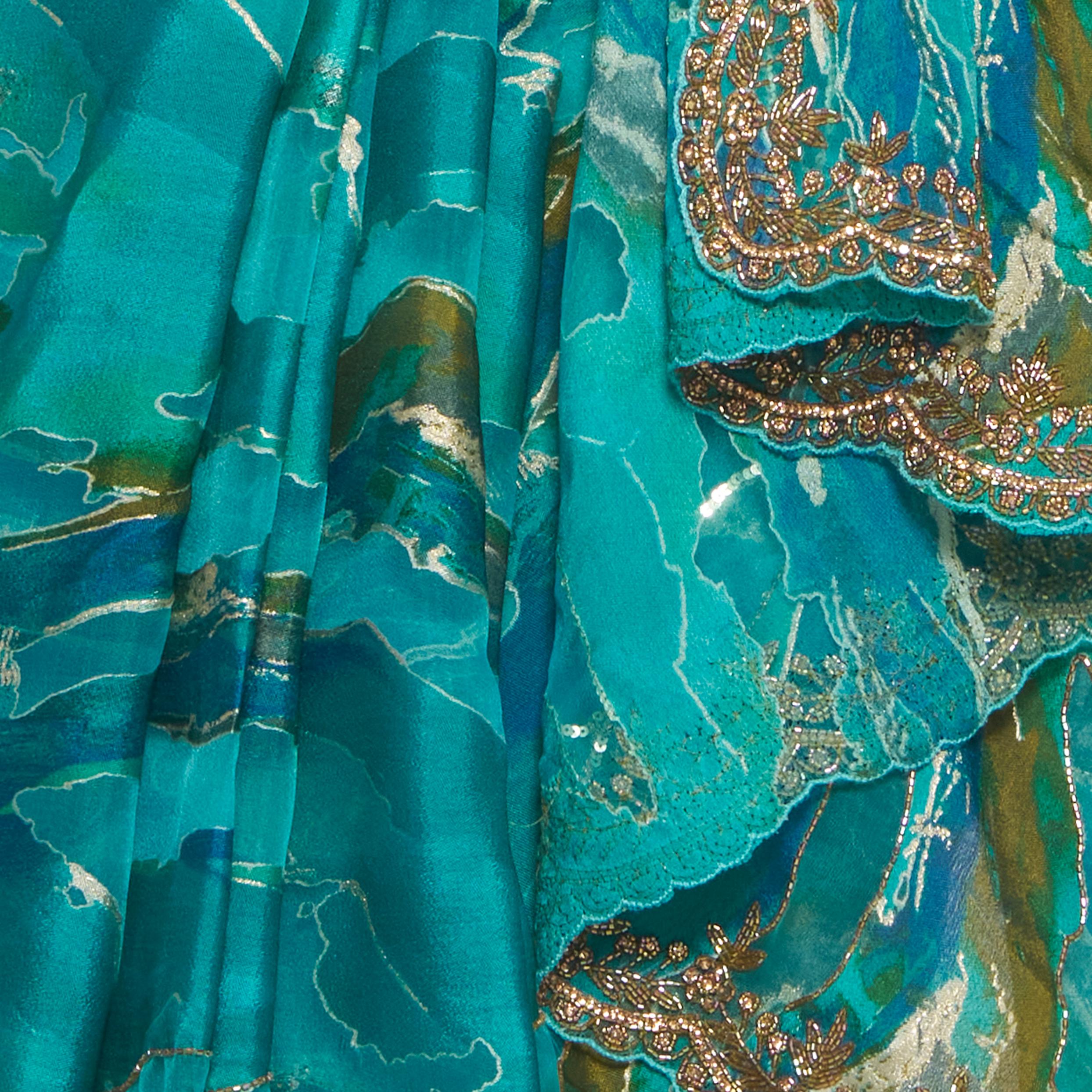 Twamev Women Ravishing Rama Green Saree