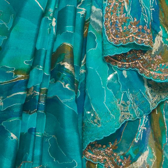 Twamev Women Ravishing Rama Green Saree