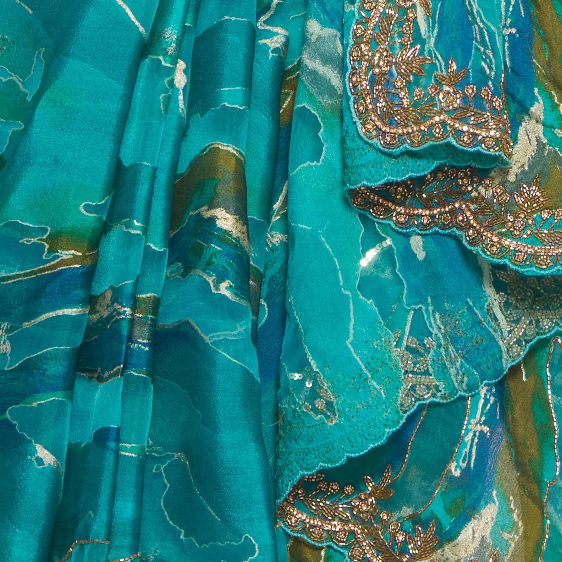 Twamev Women Ravishing Rama Green Saree