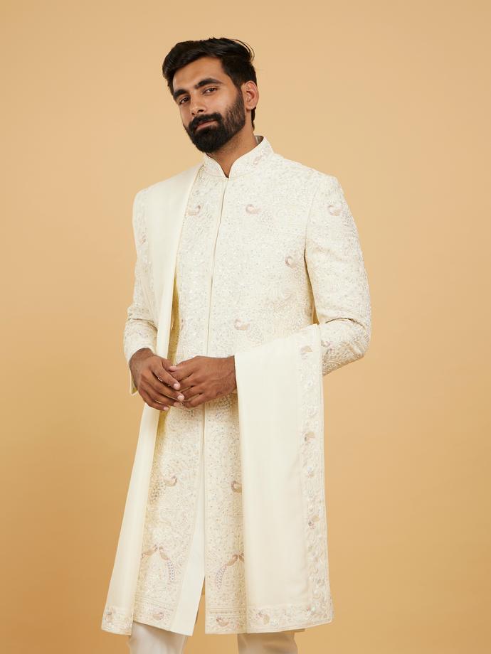 Twamev Men Creamy Opulence Sherwani