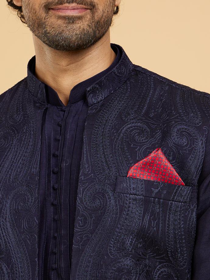 Twamev Men Red Satin Pocket Square
