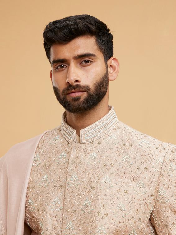 Twamev Men Dusty Pink Brocade Sherwani