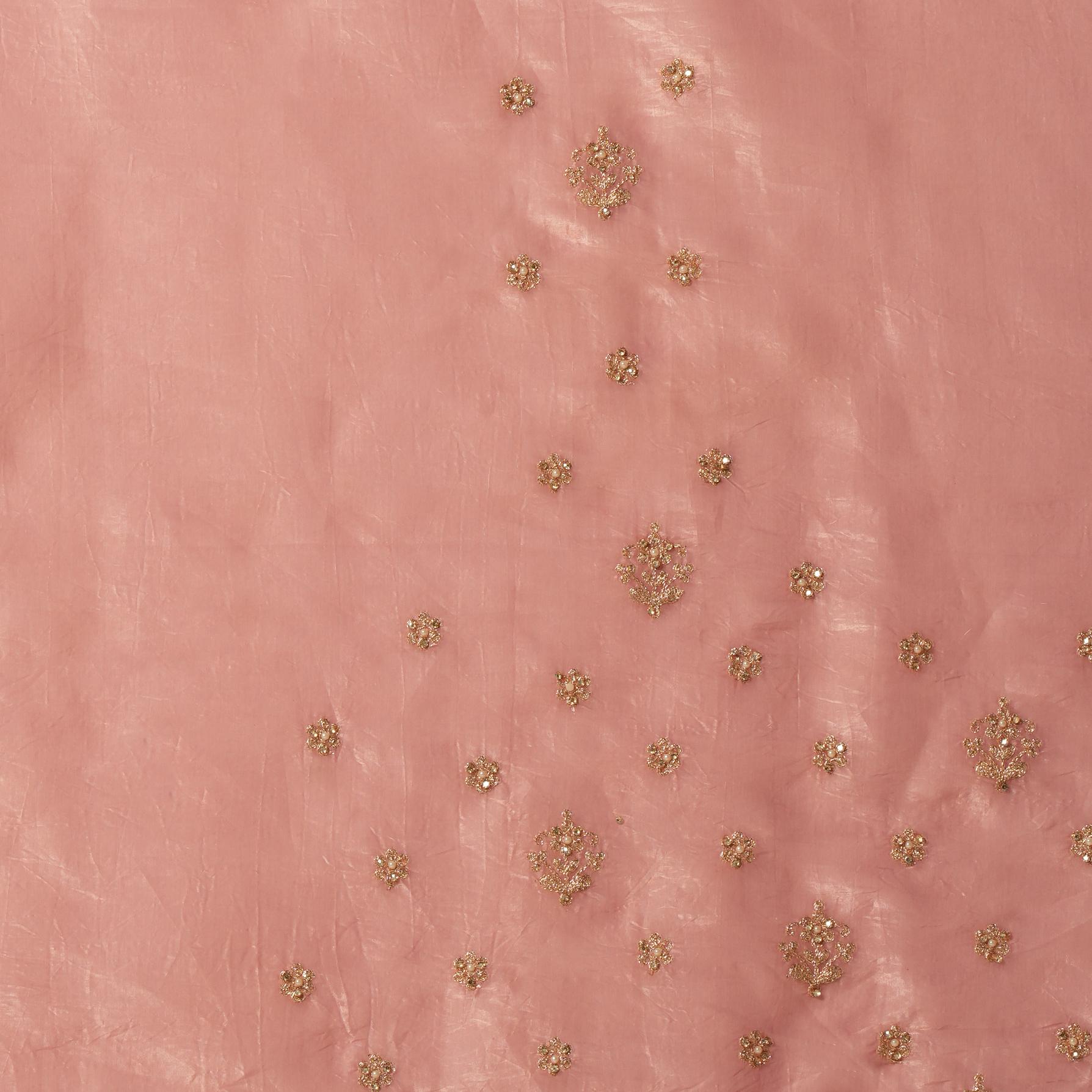 Twamev Women Dusty Pink Swirl Organza Saree