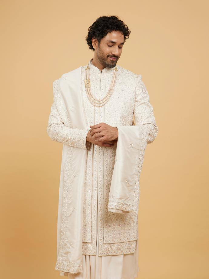 Twamev Men Regal Beige Pink Sherwani Set