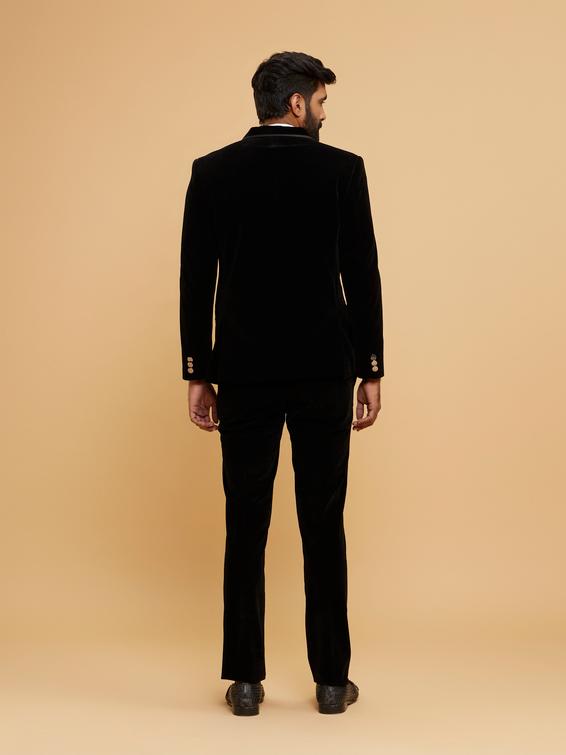 Twamev Men Luxurious Black Velvet Suit Set