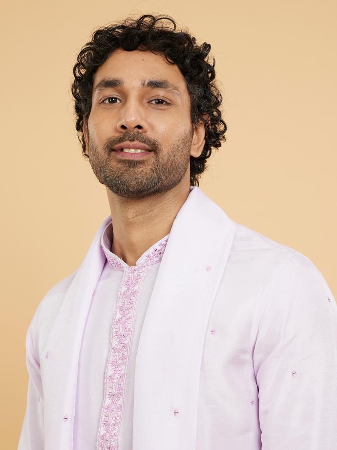 Twamev Men Regal Lilac Purple Kurta Set with Dupatta