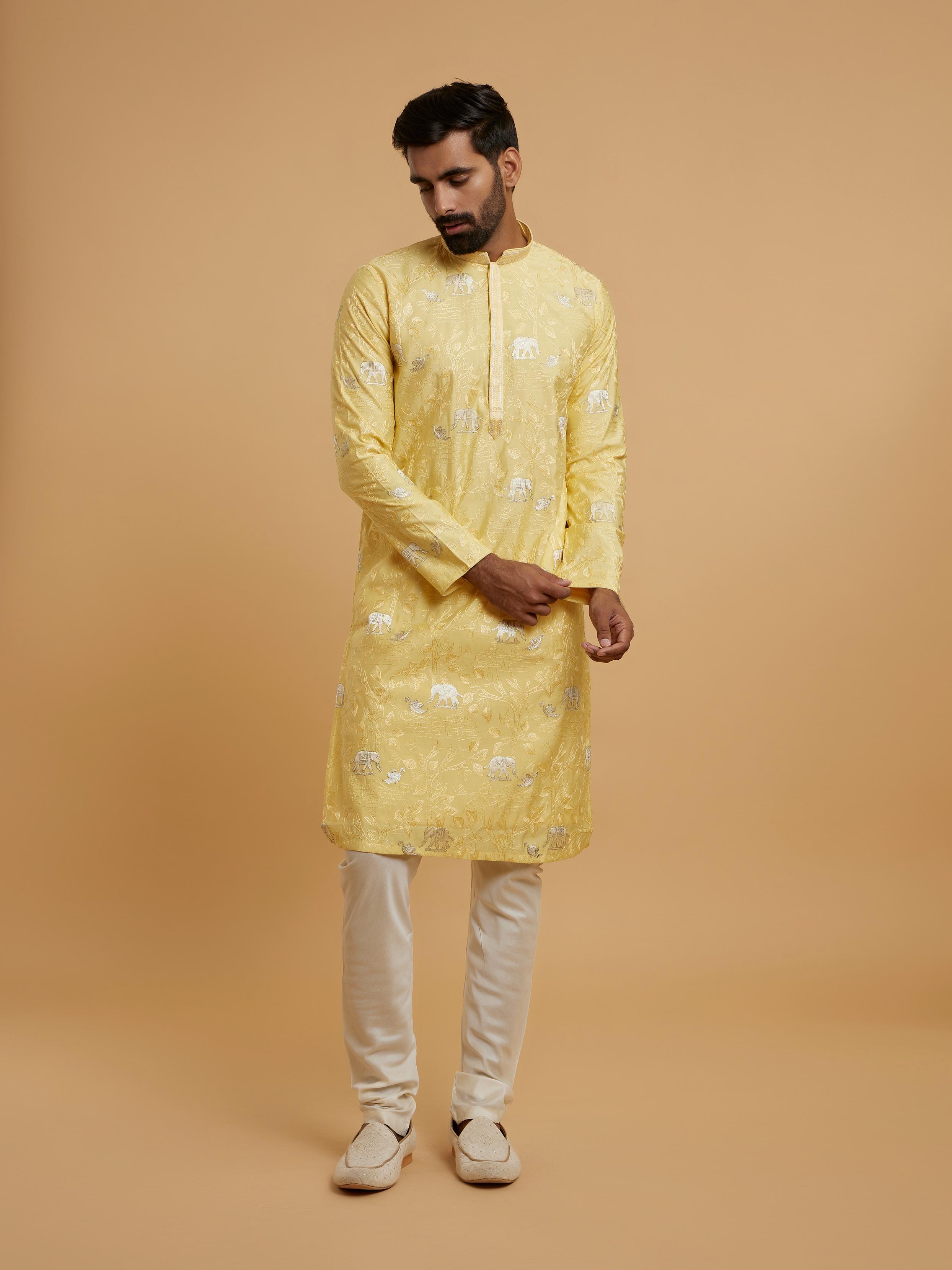 Twamev Men Sun-kissed Yellow Kurta Pajama