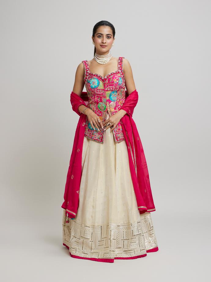 Twamev Women Radiant Pink Dream Lehenga