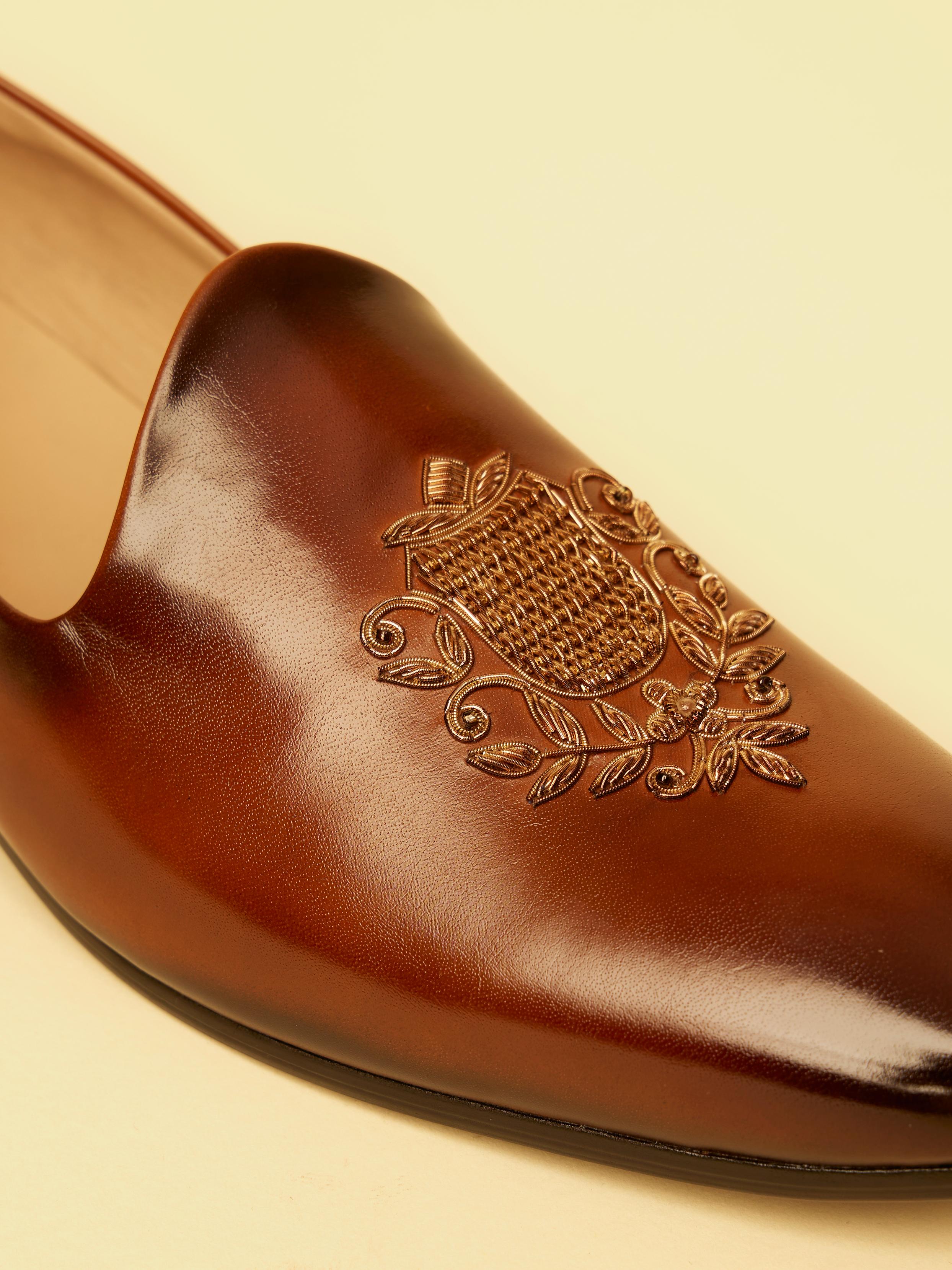 Twamev Men Elegant Brown Jutis for Celebrations