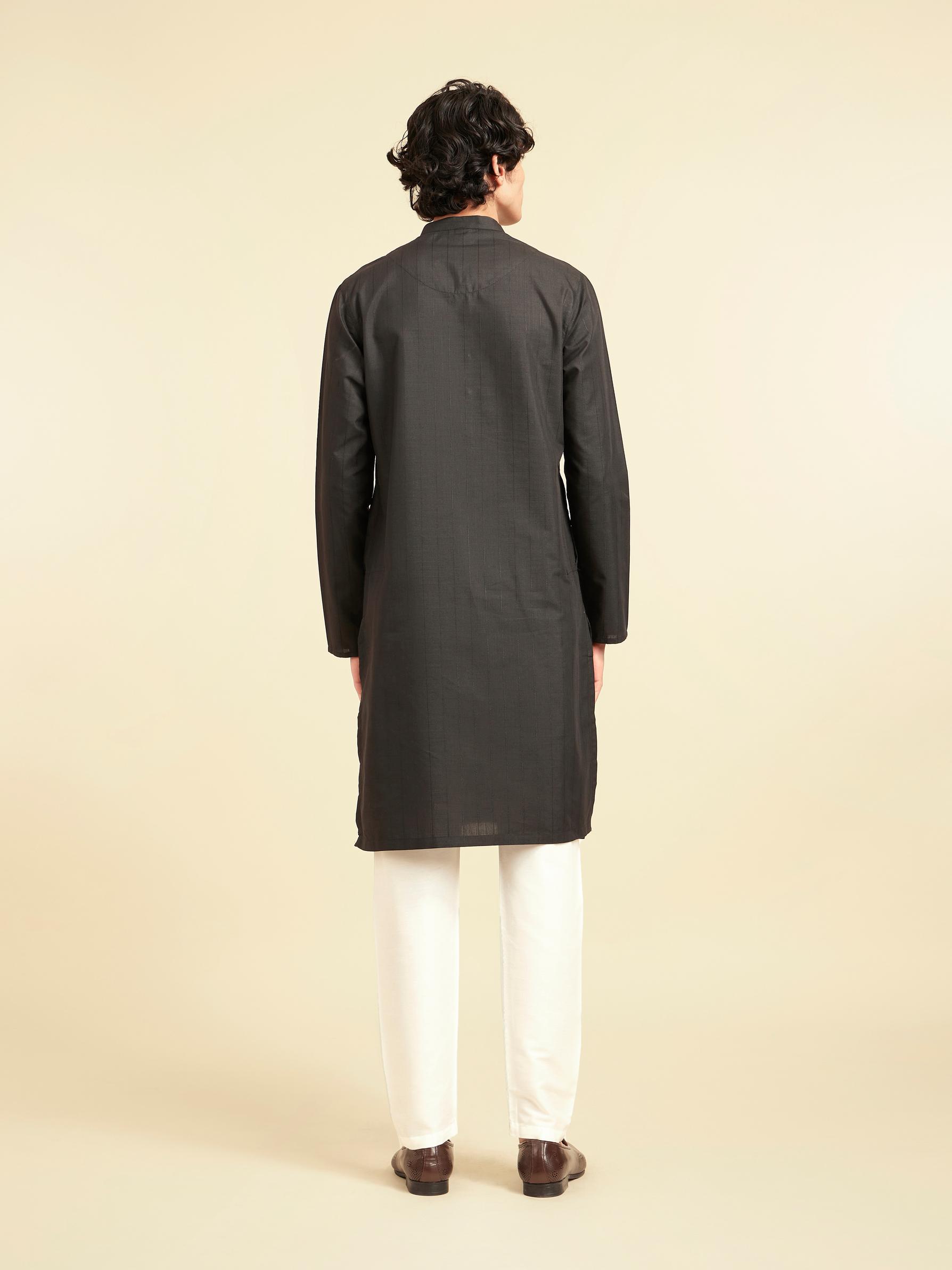 Diwas Men Black Elegance Cotton Kurta