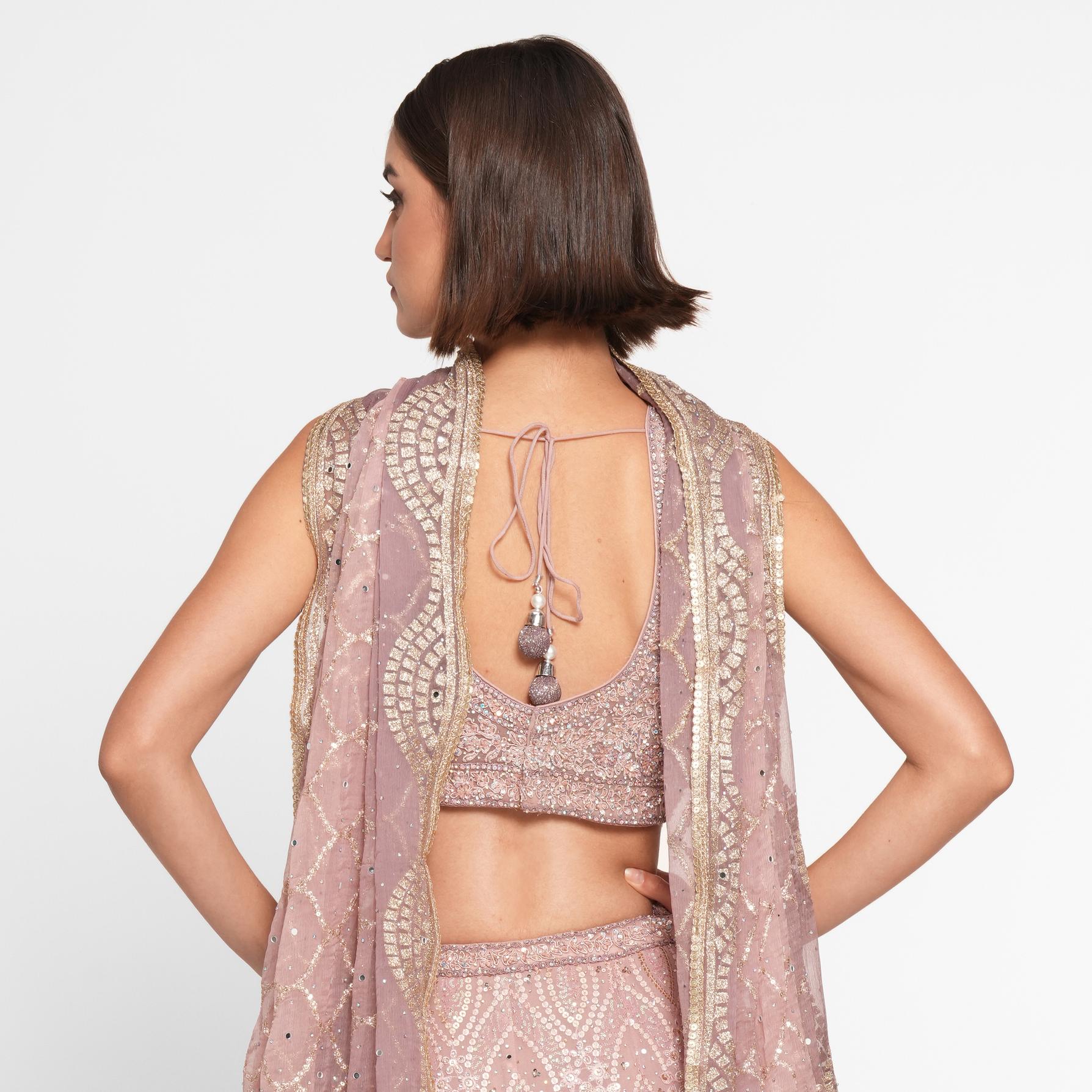 Twamev Women Majestic Purple Georgette Skirt Top