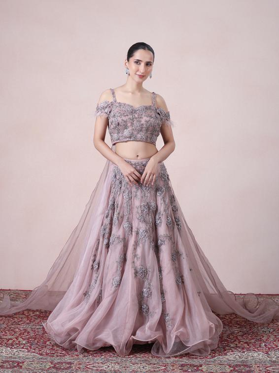 Twamev Women Princess like Radiance Pink Organza Skirt Top Set