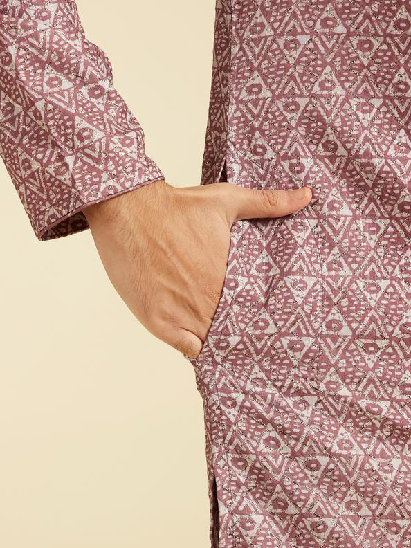 Diwas Men Dusty Pink Diamond Printed Kurta