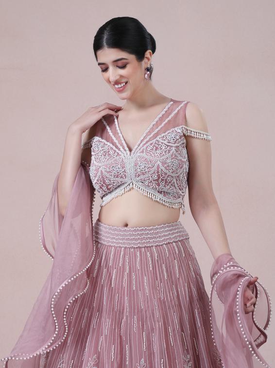 Twamev Women Fairytale Light Purple Organza Skirt Top Set