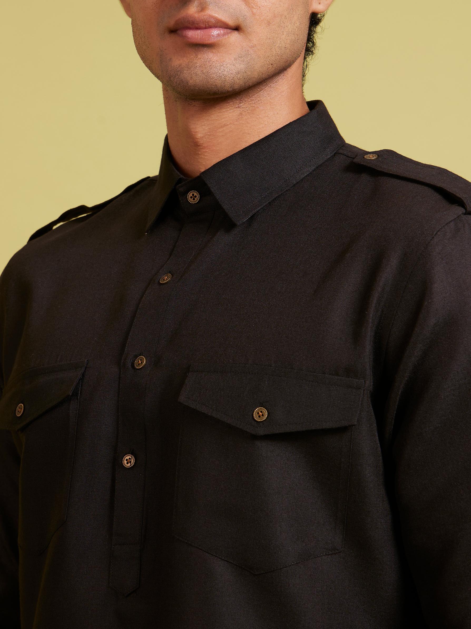 Diwas Men Midnight Black Pathani Set