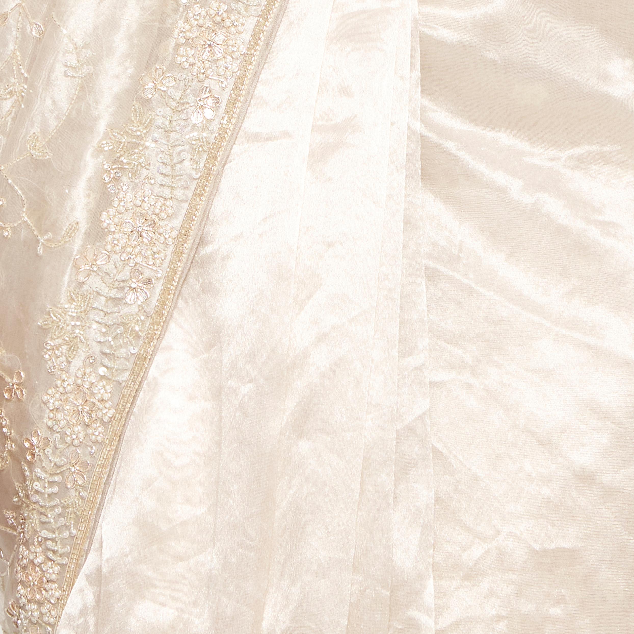 Twamev Women Sublime Beige Elegance Saree