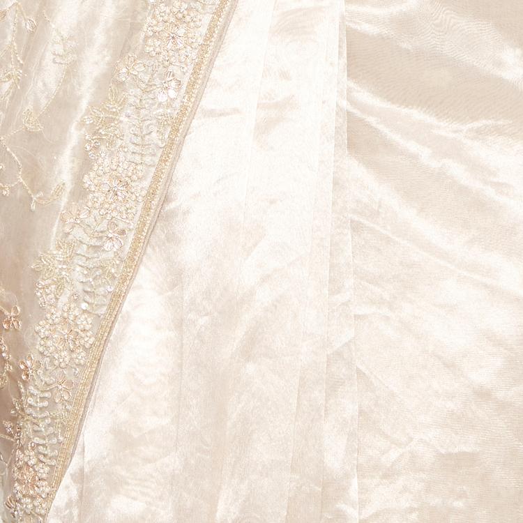 Twamev Women Sublime Beige Elegance Saree