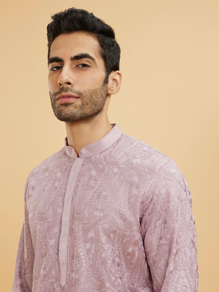 Twamev Men Dazzling Lilac Kurta Pajama